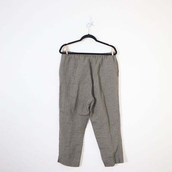 South Street Linen Size 2P High Rise Cropped Pants Tapered Leg Taupe Tan Brown - Picture 6 of 9
